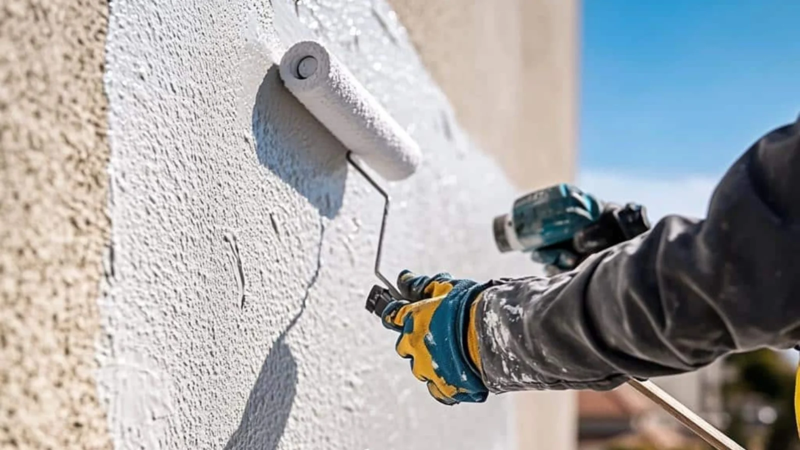 Vista em perspectiva de um arranha-céu moderno com fachada contínua de pele de vidro refletivo azul, destacando o design com formas orgânicas, curvas acentuadas e varandas embutidas sob um céu limpo.